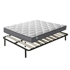 Teeno Ensemble Matelas à ressorts + Sommier avec lattes larges 160x200cm, Epaisseur du Matelas 20cm
