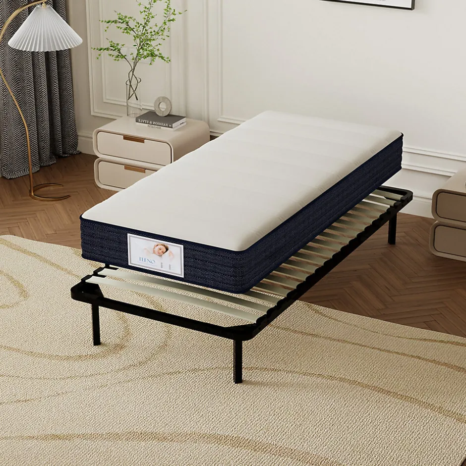 Teeno Ensemble Matelas à ressorts +Sommier à Lattes sur Pieds, 90x190cm, Epaisseur du Matelas 22cm