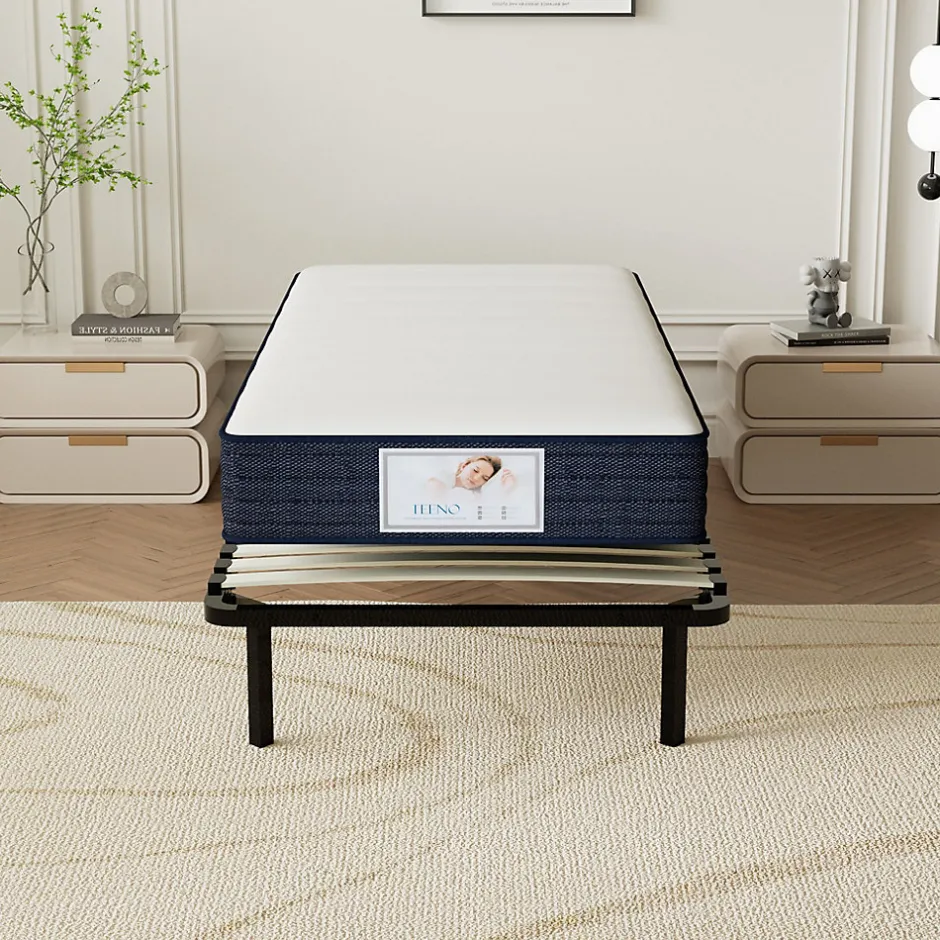 Teeno Ensemble Matelas à ressorts +Sommier à Lattes sur Pieds, 90x190cm, Epaisseur du Matelas 22cm