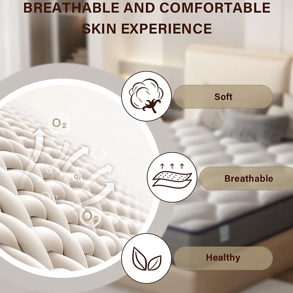Teeno Ensemble Matelas à ressorts+ Lit Sommier Tapissier Déco 140x190cm, Epaisseur du Matelas 20cm New