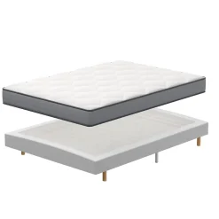 Teeno Ensemble Matelas à ressorts+ Lit Sommier Tapissier Déco 140x190cm, Epaisseur du Matelas 20cm New