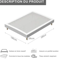 Teeno Ensemble Matelas à ressorts+ Lit Sommier Tapissier Déco 140x190cm, Epaisseur du Matelas 20cm New