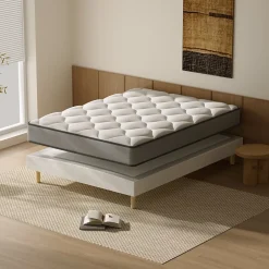 Teeno Ensemble Matelas à ressorts+ Lit Sommier Tapissier Déco 140x190cm, Epaisseur du Matelas 20cm New