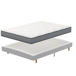 Teeno Ensemble Matelas à ressorts+ Lit Sommier Tapissier Déco 160x200cm, Epaisseur du Matelas 20cm