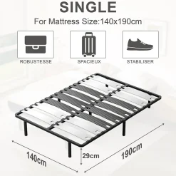 Teeno Ensemble matelas double en mousse de 17 cm + sommier à lattes larges 140x200 cm Sale