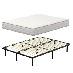 Teeno Ensemble Matelas en mousse + Sommier à Lattes 160x200cm, Epaisseur du Matelas 18 cm Best