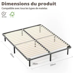 Teeno Ensemble Matelas en mousse + Sommier à Lattes 160x200cm, Epaisseur du Matelas 18 cm Best