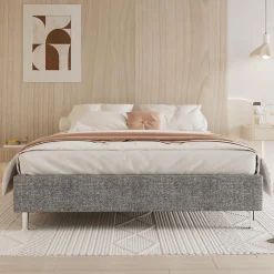 Teeno Ensemble Matelas en mousse + Cadre de lit Plateforme Capitonné 160x200cm, Epaisseur du Matelas 22cm Hot