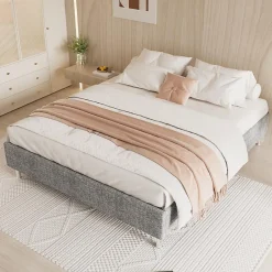 Teeno Ensemble Matelas en mousse + Cadre de lit Plateforme Capitonné 160x200cm, Epaisseur du Matelas 22cm Hot