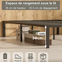 Teeno Ensemble Matelas en Mousse+ Cadre de lit en métal 160x200cm, Epaisseur du Matelas 22cm Online