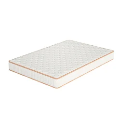 Teeno Ensemble Matelas en mousse + Cadre de lit Plateforme Capitonné 140x190cm, Epaisseur du Matelas 18cm