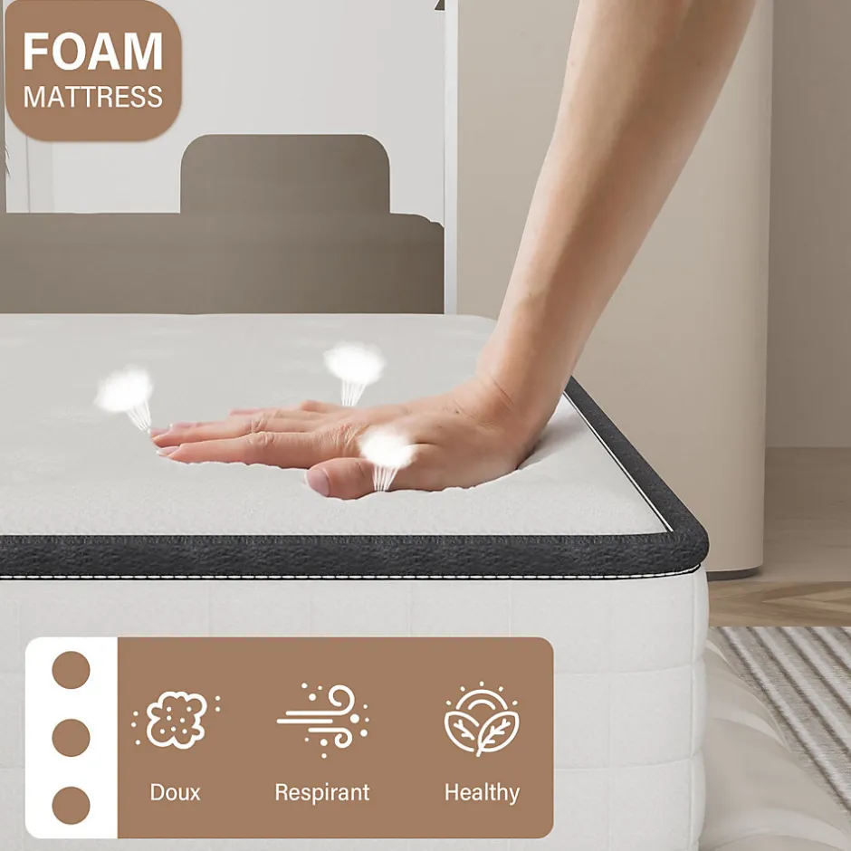Teeno Ensemble Matelas en mousse + Sommier à Lattes 140x190cm, Epaisseur du Matelas 22cm