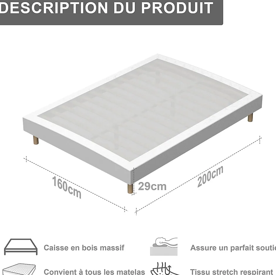 Teeno Ensemble Matelas en Mousse+ Lit Sommier Tapissier Déco 140x190cm, Epaisseur du Matelas 22cm Best