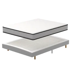 Teeno Ensemble Matelas en Mousse+ Lit Sommier Tapissier Déco 140x190cm, Epaisseur du Matelas 22cm Best