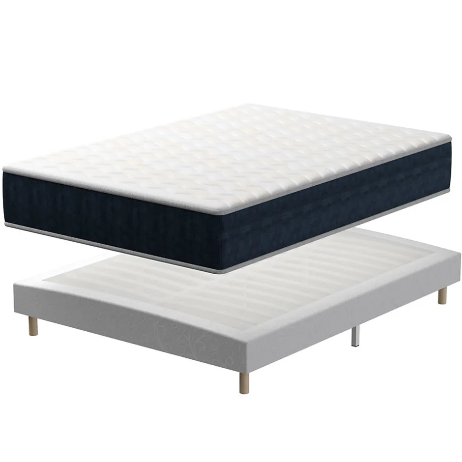 Teeno Ensemble Matelas en Mousse 160x200 cm+Sommier tapissier volige,9 Pieds Inclus,ensemble matelas et sommier