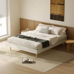 Teeno Ensemble Matelas en Mousse+ Lit Sommier Tapissier Déco 140x190cm, Epaisseur du Matelas 18cm