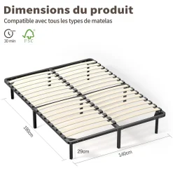 Teeno Ensemble Matelas en mousse + Sommier à Lattes 160x200cm, Epaisseur du Matelas 22cm Sale