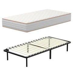 Teeno Ensemble Matelas en mousse + Sommier à Lattes 90x190cm, Epaisseur du Matelas 18 cm