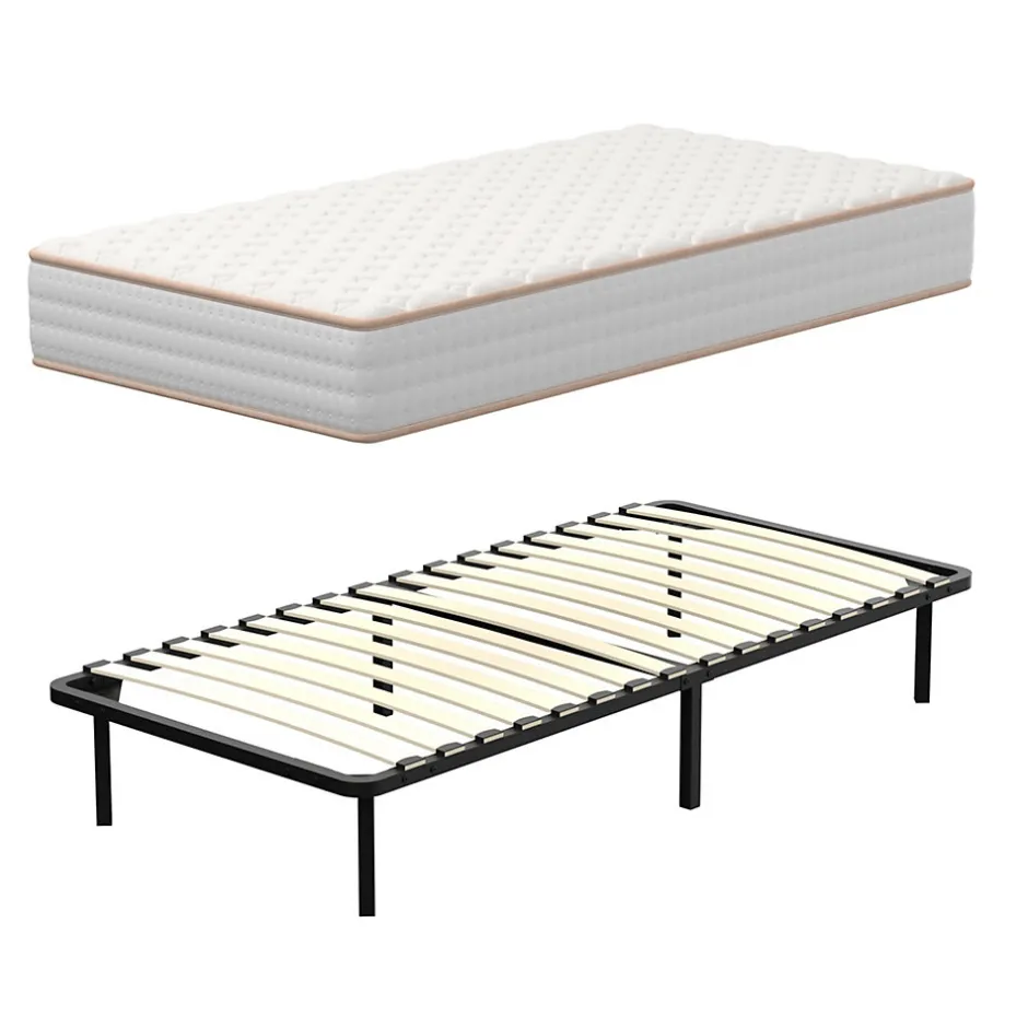 Teeno Ensemble Matelas en mousse + Sommier à Lattes 90x190cm, Epaisseur du Matelas 18 cm