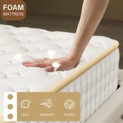 Teeno Ensemble Matelas en mousse + Sommier à Lattes 90x190cm, Epaisseur du Matelas 18 cm