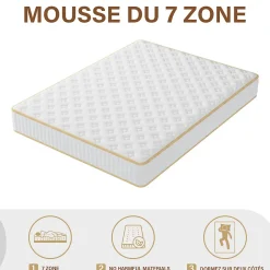 Teeno Ensemble Matelas en Mousse+ Lit Sommier Tapissier Déco 160x200cm, Epaisseur du Matelas 18cm Hot