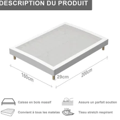 Teeno Ensemble Matelas en Mousse+ Lit Sommier Tapissier Déco 160x200cm, Epaisseur du Matelas 18cm Hot