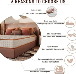 Teeno Ensemble Matelas en mousse + Sommier avec lattes larges 140x190cm, Epaisseur du Matelas 18 cm Outlet