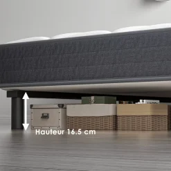 Teeno Ensemble Matelas et Sommier 90x190cm,Matelas à Ressorts ensachés et Robuste Cadre de lit en Fer avec 6 Pieds, Matelas épaisseur