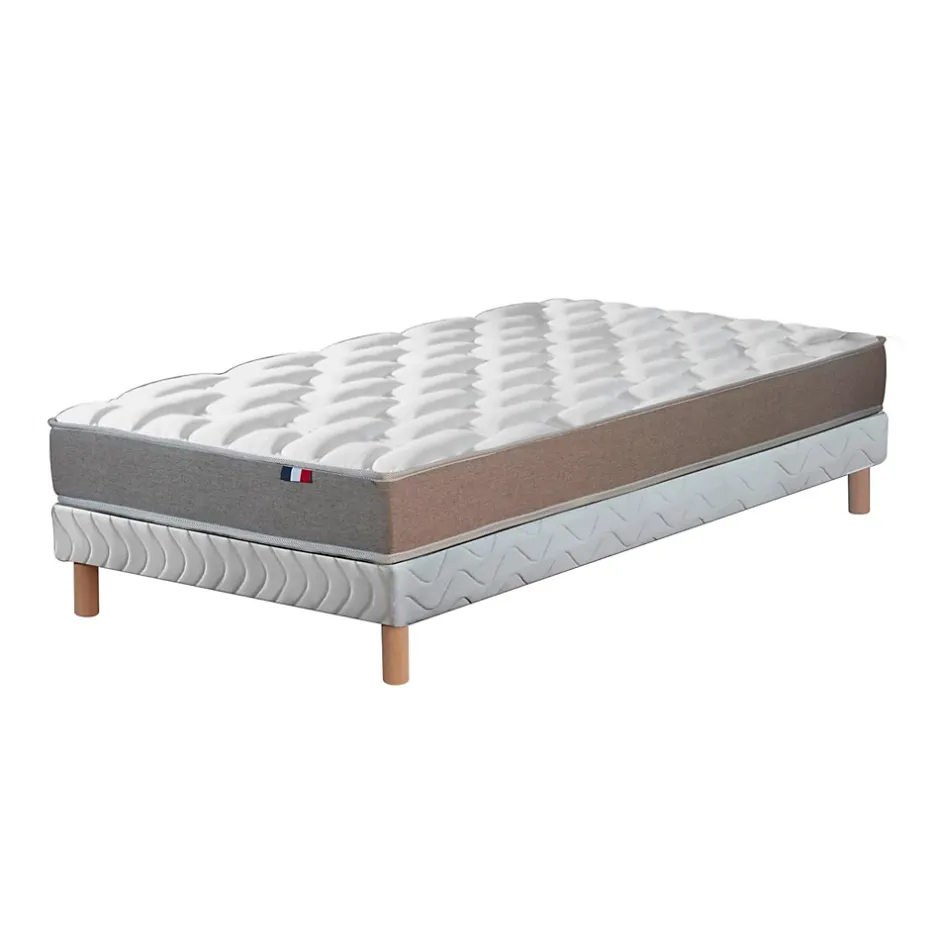 Idliterie Ensemble matelas mémoire forme sommier blanc 90x190 Hot