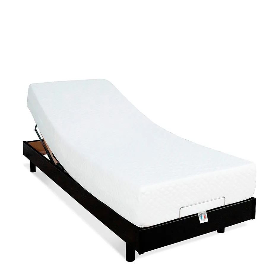 Bellecour Ensemble Matelas Mousse Accueil Mémoire de forme + Sommier électrique Flex 90x200 cm Online