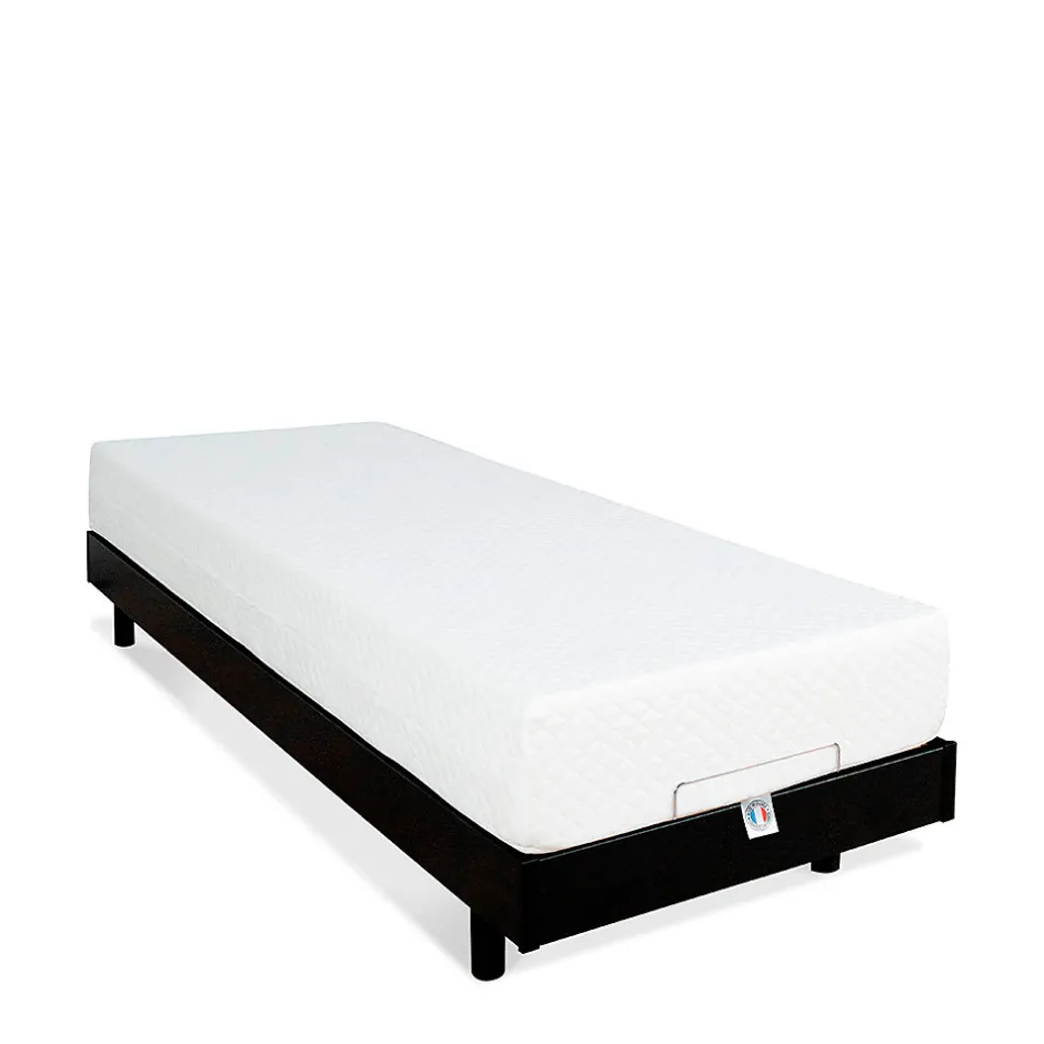 Bellecour Ensemble Matelas Mousse Accueil Mémoire de forme + Sommier électrique Flex 70x200 cm