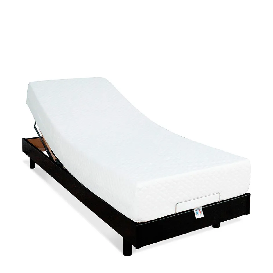 Bellecour Ensemble Matelas Mousse Accueil Mémoire de forme + Sommier électrique Flex 70x200 cm