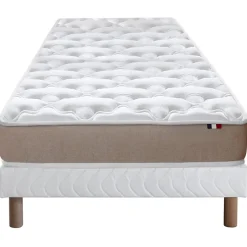 Idliterie Ensemble Matelas Mousse Haute Résilience ESSENCE + Latex 3 zones +Sommier - Made in France 90 x 190 cm, Sommier - Blanc