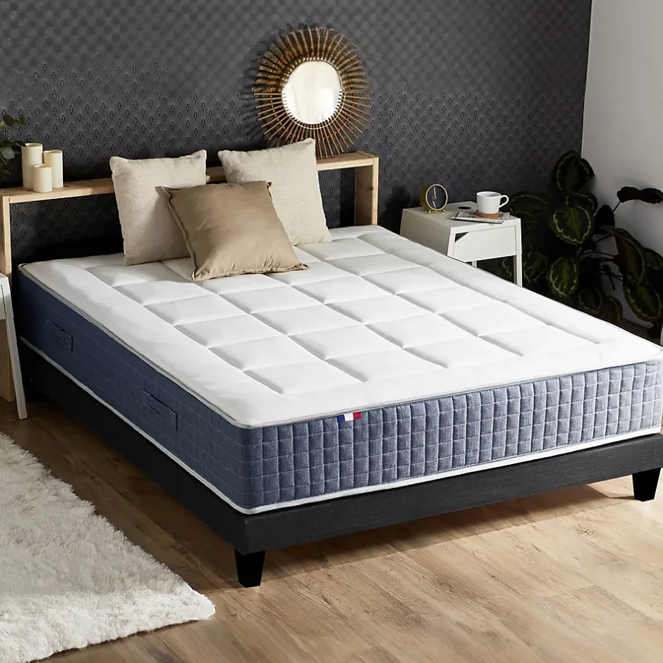 Idliterie Ensemble matelas ressort 7 zones et mémoire forme sommier 140x190 New