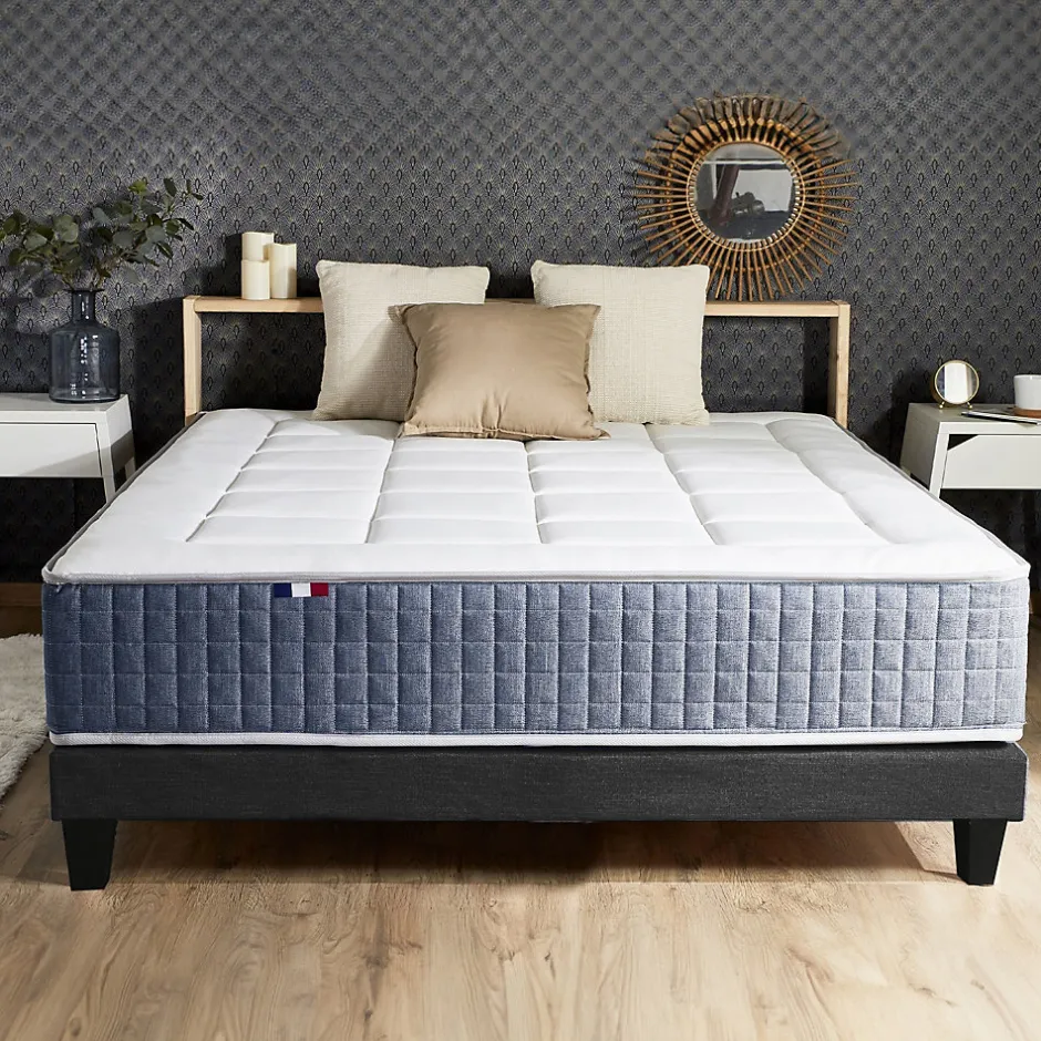 Idliterie Ensemble matelas ressort 7 zones et mémoire forme sommier 140x190 New