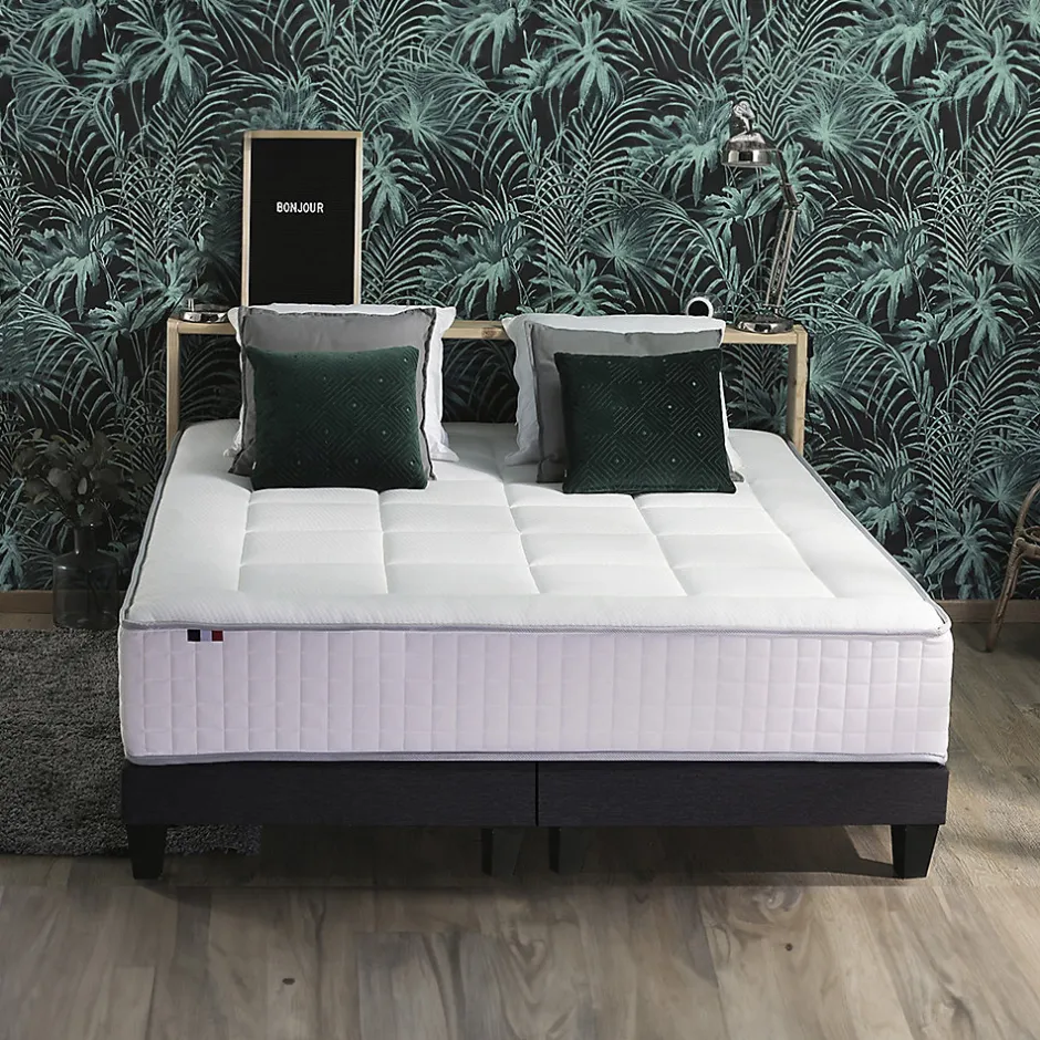 Idliterie Ensemble matelas ressort 7 zones mémoire forme sommier 2x90x200