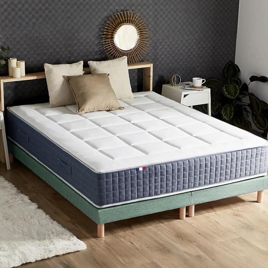 Idliterie Ensemble matelas ressort 7 zones et mémoire forme sommier 2x90x200 Hot
