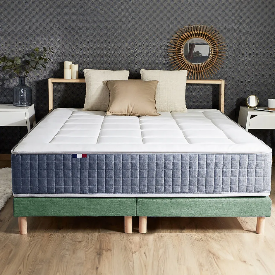 Idliterie Ensemble matelas ressort 7 zones et mémoire forme sommier 2x90x200 Hot