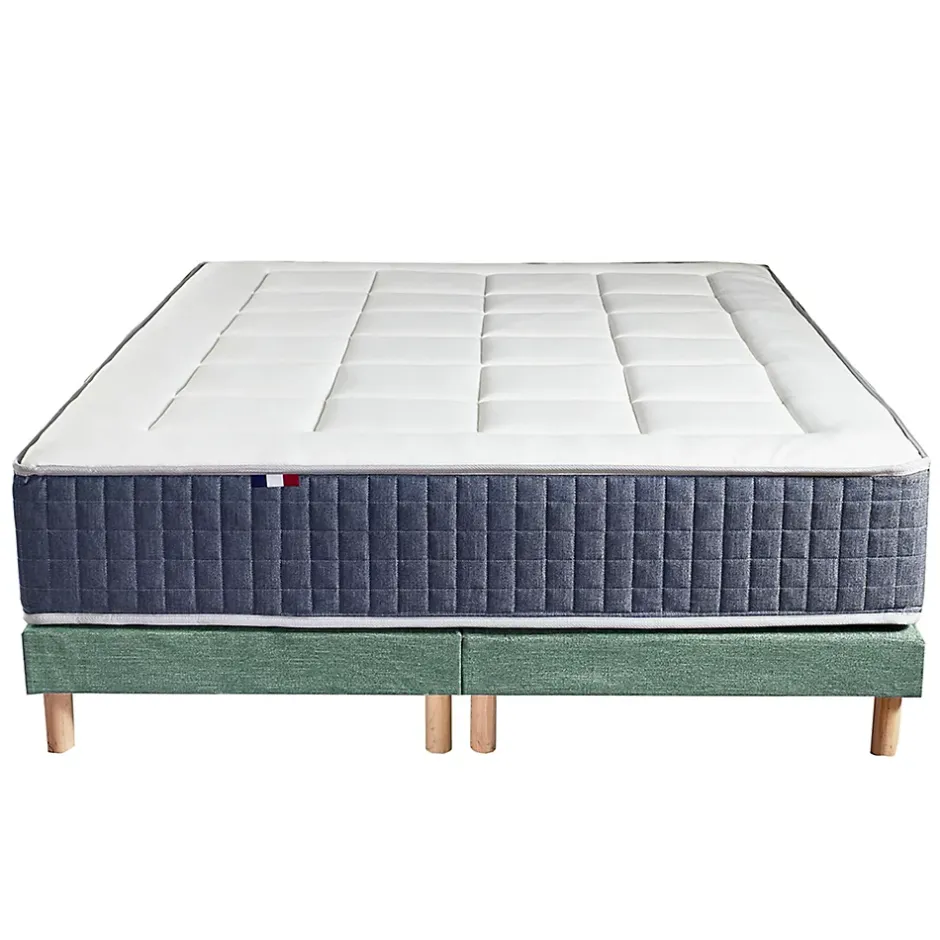 Idliterie Ensemble matelas ressort 7 zones et mémoire forme sommier 2x90x200 Hot