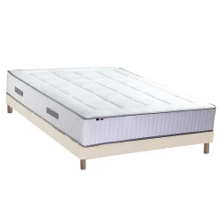 Idliterie Ensemble matelas ressorts 7 zones PALACIO + sommier en kit beige lattes flexibles 140x200 New