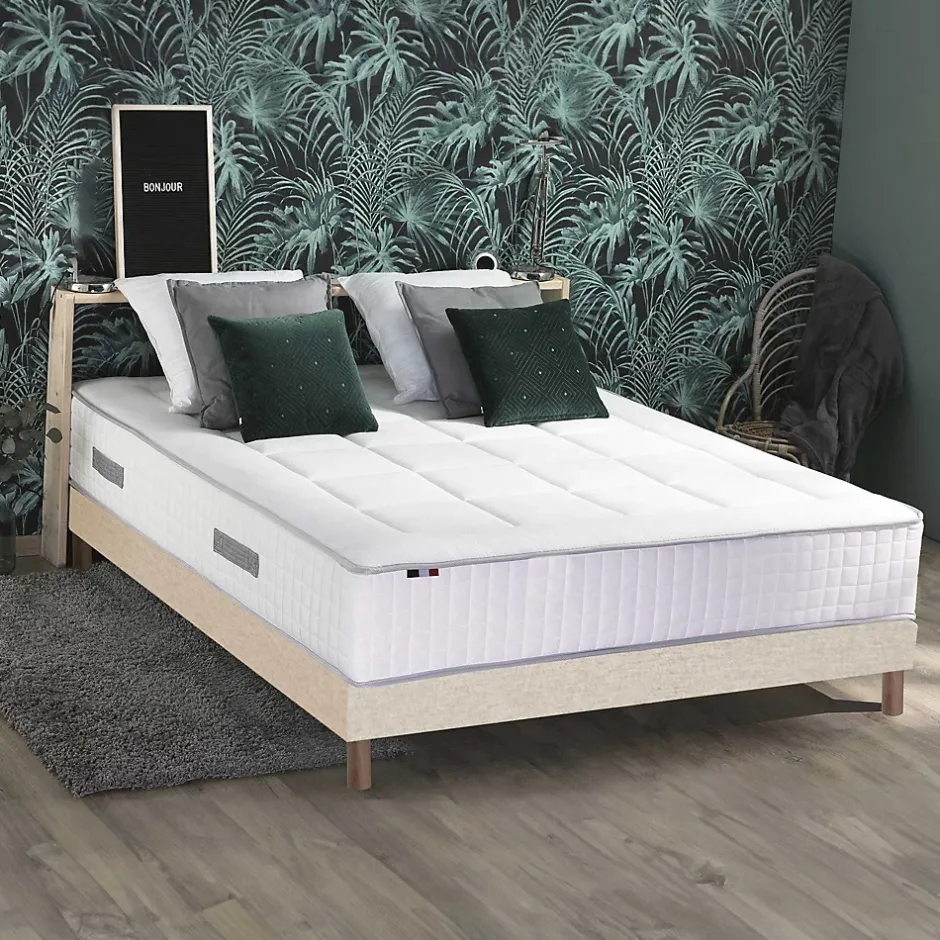 Idliterie Ensemble matelas ressorts 7 zones PALACIO + sommier en kit beige lattes flexibles 160x200 Outlet