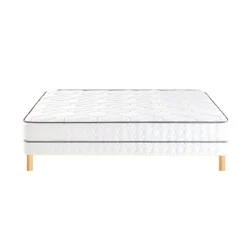 Merinos Ensemble MORNING ROUTINE + Sommier twist + Pieds 140x190 Ressorts
