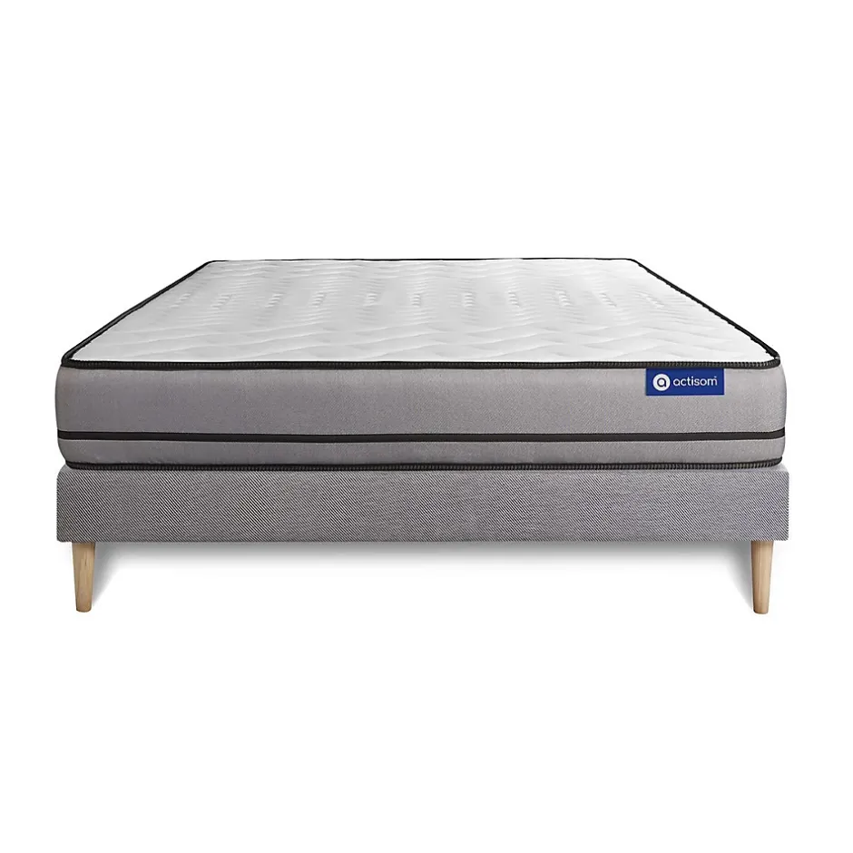 Actisom Ensemble Mémoire de forme de confort Très ferme avec sommier kit Hot