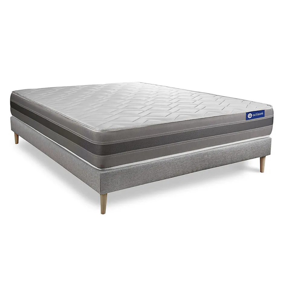Actisom Ensemble Mémoire de forme de confort Mi-ferme avec sommier kit New