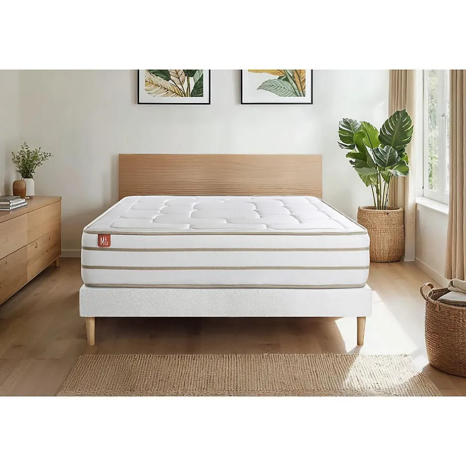 Marmottes & Co Ensemble Mémoire de forme de confort Equilibré avec sommier tapissier