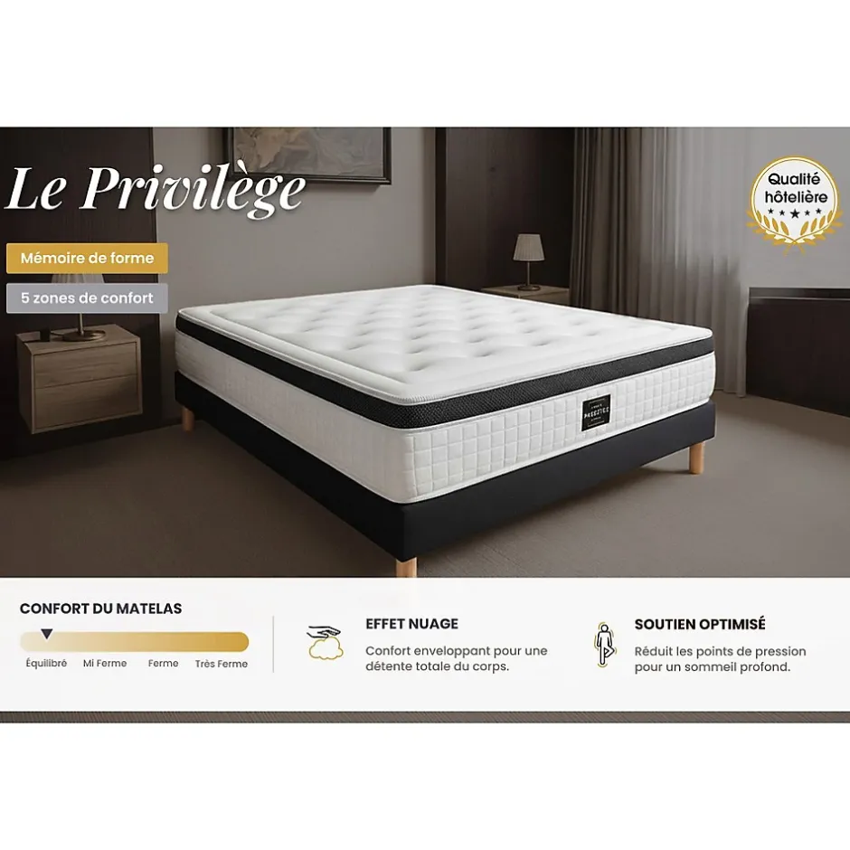 Prestige Literie Ensemble Mémoire de forme de confort Equilibré avec sommier kit Outlet