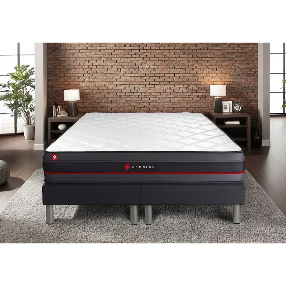 Somness Ensemble Mémoire de forme de confort Ferme avec sommier tapissier Discount