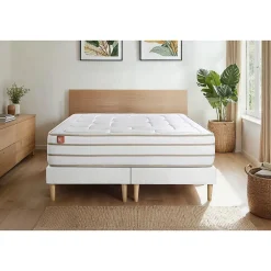 Marmottes & Co Ensemble Mémoire de forme de confort Equilibré avec sommier tapissier