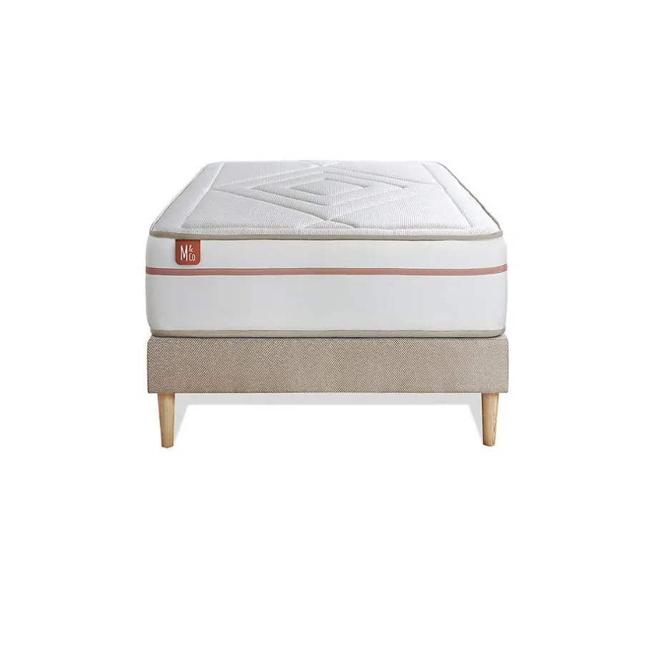Marmottes & Co Ensemble Mémoire de forme de confort Equilibré avec sommier tapissier