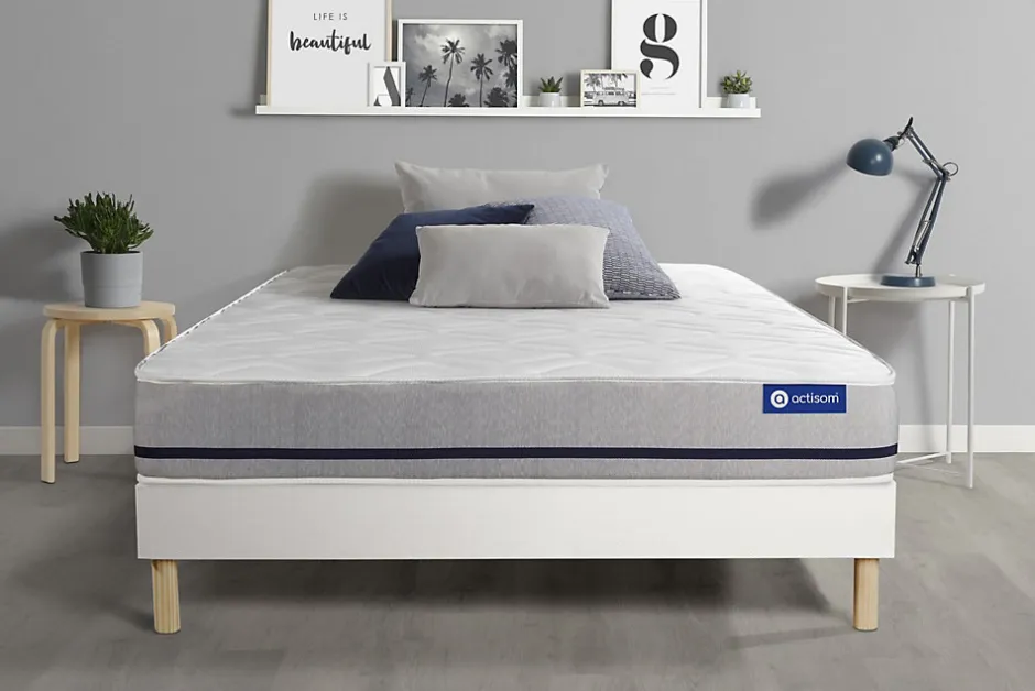 Actisom Ensemble Mémoire de forme de confort Mi-ferme avec sommier kit